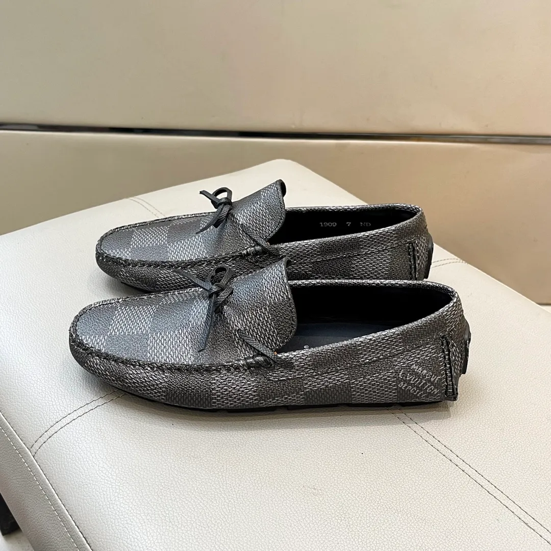 Factory price: 460💰LV men's beanie shoes 2025 official website synchronization <market top version> cowhide grid ➕ black cowhide original packaging. Size 38-45